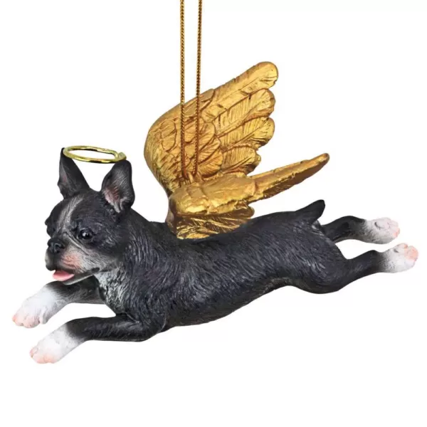 Design Toscano 2.5 in. Honor the Pooch Boston Terrier Holiday Dog Angel Ornament