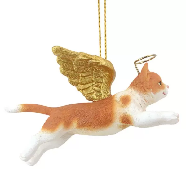 Design Toscano 2.5 in. Honor the Feline Orange Tabby Holiday Cat Angel Ornament