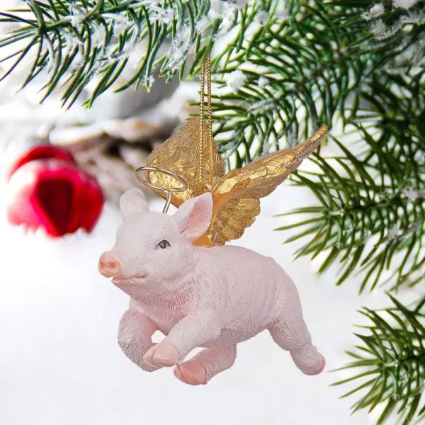 Design Toscano 3 in. Hog Heaven Flying Pig Angel Holiday Ornament