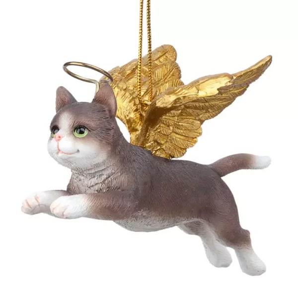 Design Toscano 2.5 in. Honor the Feline Grey Tabby Holiday Cat Angel Ornament