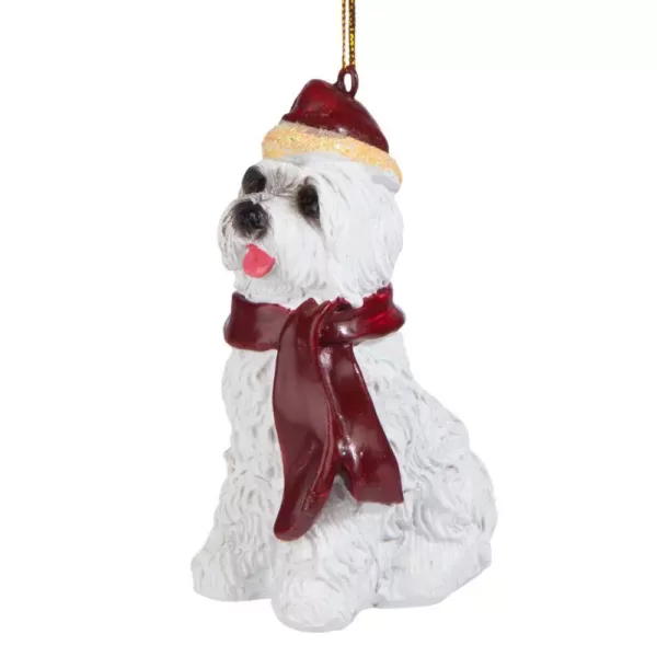 Design Toscano 3.5 in. Maltese Holiday Dog Ornament Sculpture