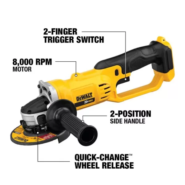 DEWALT 20-Volt MAX Cordless 4-1/2 in. to 5 in. Grinder with (1) 20-Volt 3.0Ah Battery