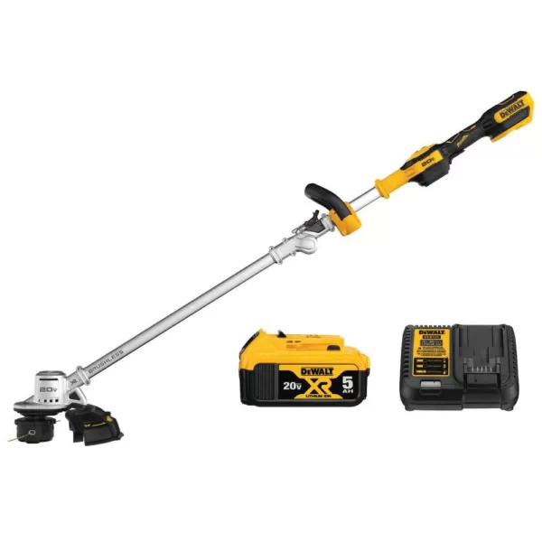 DEWALT 20V MAX Lithium-Ion Brushless Cordless String Trimmer with (1) 5.0Ah Battery and Charger Included