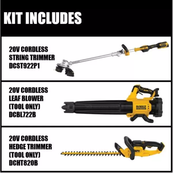 DEWALT 14 in. 20V MAX Brushless Cordless String Trimmer with Bonus 20V Blower (Tool Only) and 20V Hedge Trimmer (Tool Only)