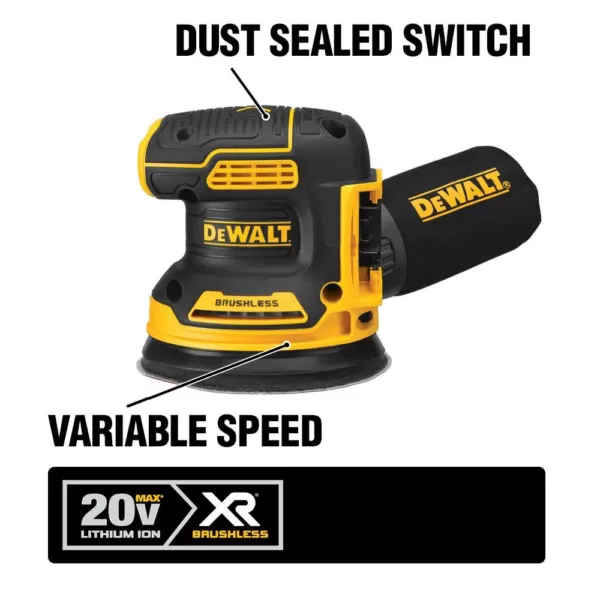 DEWALT 20-Volt MAX XR Cordless Brushless 1/4 Sheet Sander with 5 in. Random Orbital Sander, (1) 20-Volt Battery 3.0Ah & Charger