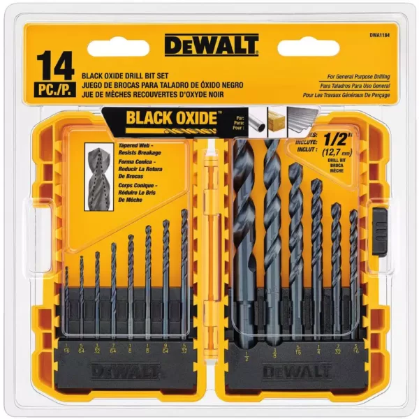 DEWALT 4-1/2 in. x .045 in. x 7/8 in. Metal & Stainless Cutting Wheel (10-Pack) with Black & Gold Drill Bit Set (14-Piece)