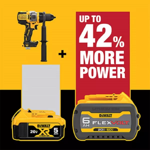 DEWALT 20-Volt MAX Cordless Brushless 1/2 in. Hammer Drill/Driver with FLEXVOLT ADVANTAGE with (1) FLEXVOLT 6.0Ah Battery