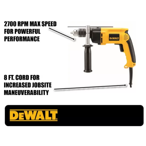 DEWALT 7.8 Amp Corded 1/2 in. Variable Speed Reversible Hammer Drill