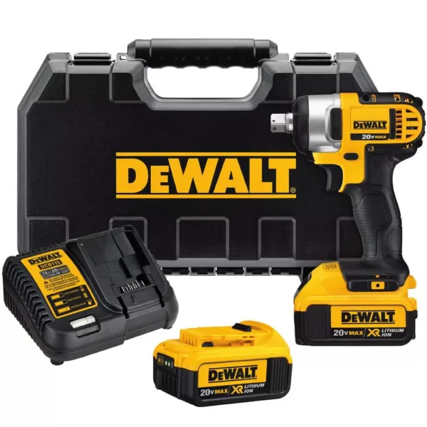 DEWALT 20-Volt MAX Cordless 1/2 in. Impact Wrench Kit with Detent Pin, (2) 20-Volt 4.0Ah Batteries & (1) 20-Volt 5.0Ah Battery