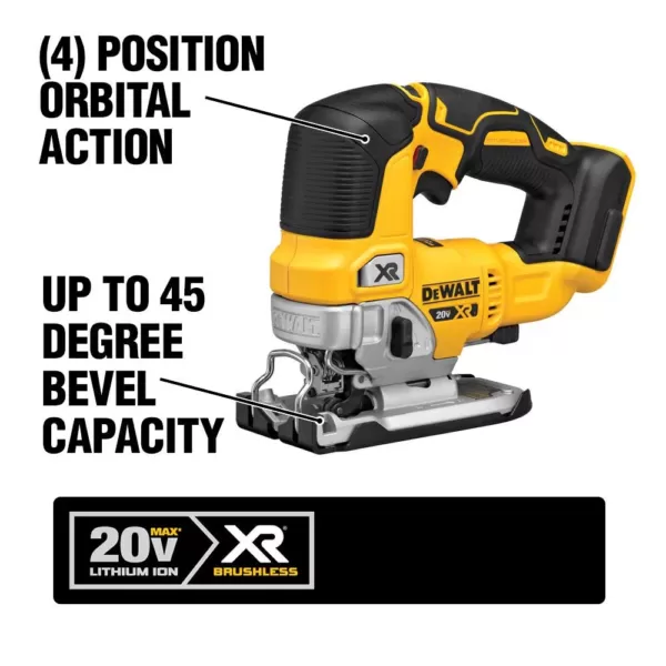 DEWALT 20-Volt MAX XR Cordless Brushless Jigsaw with 5 in. Random Orbital Sander & (2) 20-Volt 5.0Ah Batteries