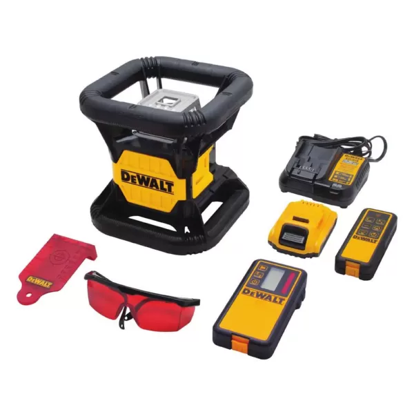 DEWALT 20-Volt Lithium-Ion Red Rotary Laser Level with Bonus Construction Tripod