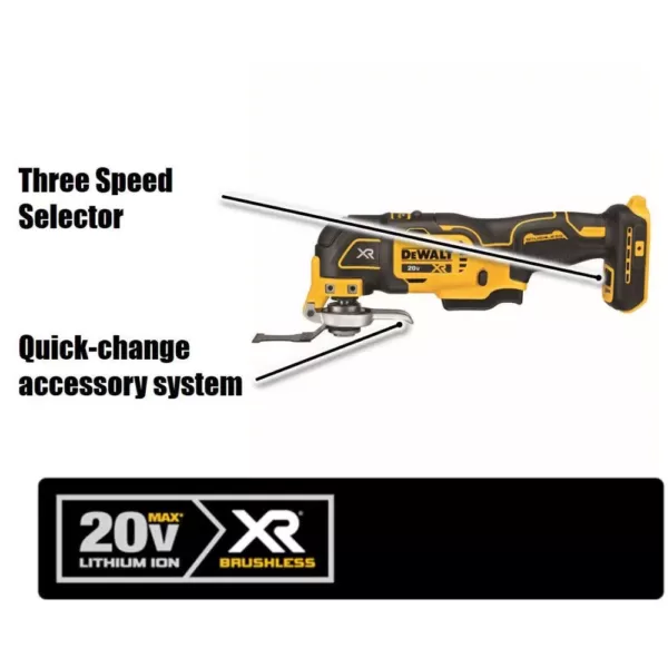 DEWALT 20-Volt MAX XR Cordless Brushless 3-Speed Oscillating Multi-Tool with (1) 20-Volt 4.0Ah Battery & Charger