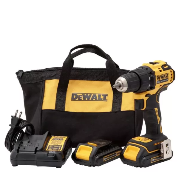 DEWALT ATOMIC 20-Volt MAX Cordless Brushless Compact 1/2 in. Drill/Driver, (2) 20-Volt 1.3Ah Batteries & Reciprocating Saw