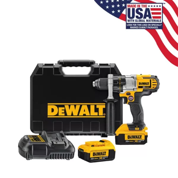 DEWALT 20-Volt MAX Cordless Premium 3-Speed 1/2 in. Drill/Driver with (2) 20-Volt 4.0Ah Batteries, Charger & Case