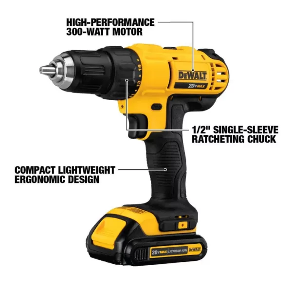 DEWALT 20-Volt MAX Cordless Drill/Impact Combo Kit (2-Tool) with (2) 20-Volt 1.3Ah Batteries, Charger & Bag