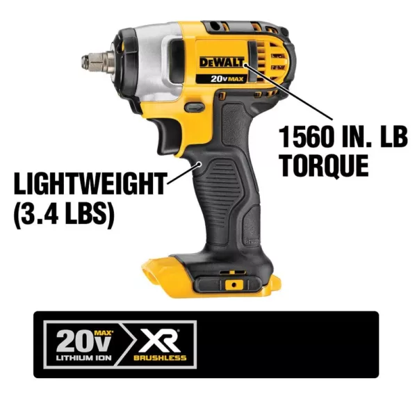 DEWALT 20-Volt MAX Cordless Impact Wrench, Impact Driver & Light Combo Kit (3-Tool) with (2) 20-Volt 4.0Ah Batteries & Charger