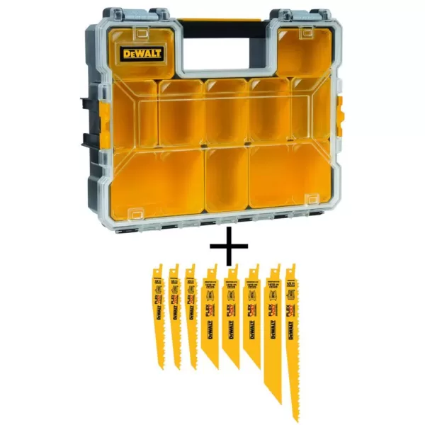 DEWALT FLEXVOLT Bi-Metal Reciprocating Saw Blade Set with 10-Compartment Deep Pro Small Parts Organizers (8-Piece)