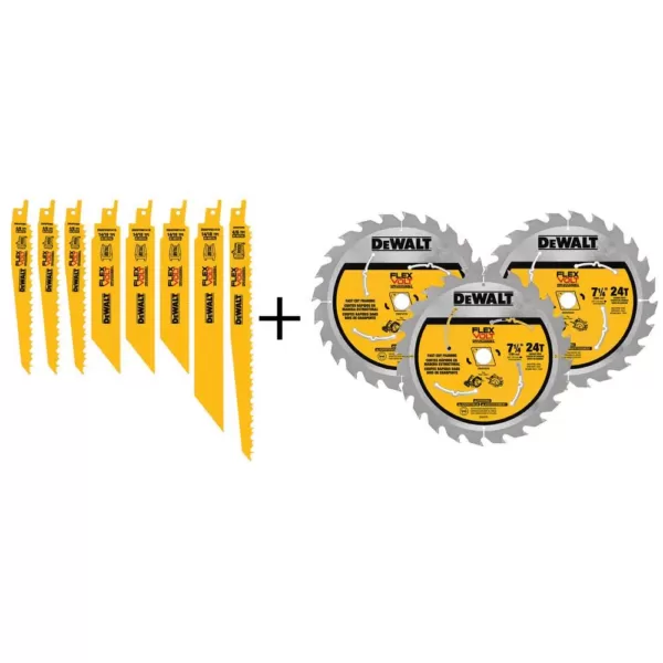 DEWALT FLEXVOLT Reciprocating Saw Blade and 7-1/4 in. Circular Saw Blade Set (11-Pack)