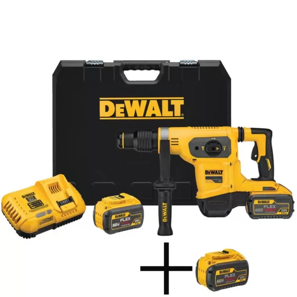 DEWALT FLEXVOLT 60-Volt MAX Cordless Brushless 1-9/16 in. SDS MAX Combination Rotary Hammer & (3) FLEXVOLT 9.0Ah Batteries