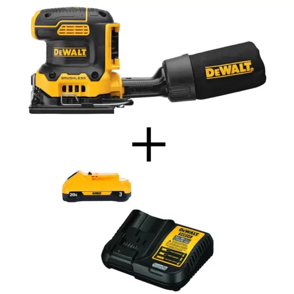 DEWALT 20-Volt MAX XR Cordless Brushless 1/4 Sheet Variable Speed Sander with (1) 20-Volt Battery 3.0Ah & Charger