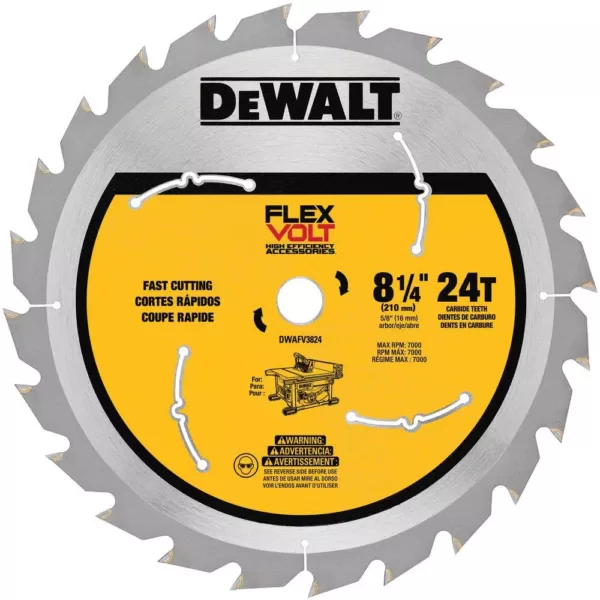 DEWALT FLEXVOLT 8-1/4 in. 24-Teeth Carbide-Tipped Table Saw Blade