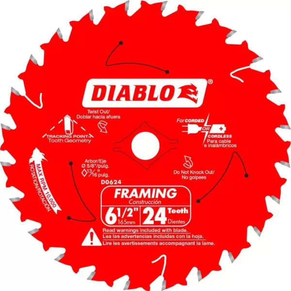 DIABLO 6-1/2 in. x 24-Teeth Framing Saw Blade