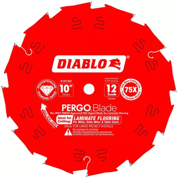 DIABLO 10 in. x 12-Tooth Polycrystalline Diamond (PCD) Tipped Ultimate Flooring Blade