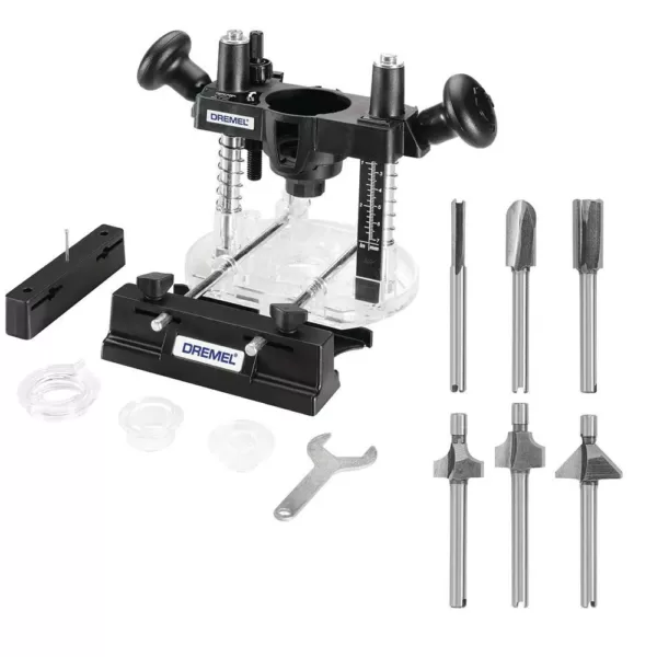 Dremel Plunge Router Rotary Tool Attachment Plus Rotary Tool Steel Router Bit Set for Soft Materials and Wood (6-Piece)