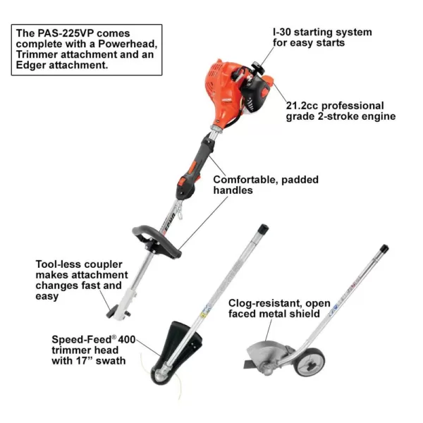 ECHO 21.2 cc Gas 2-Stroke Cycle PAS Straight Shaft Trimmer and Edger Kit