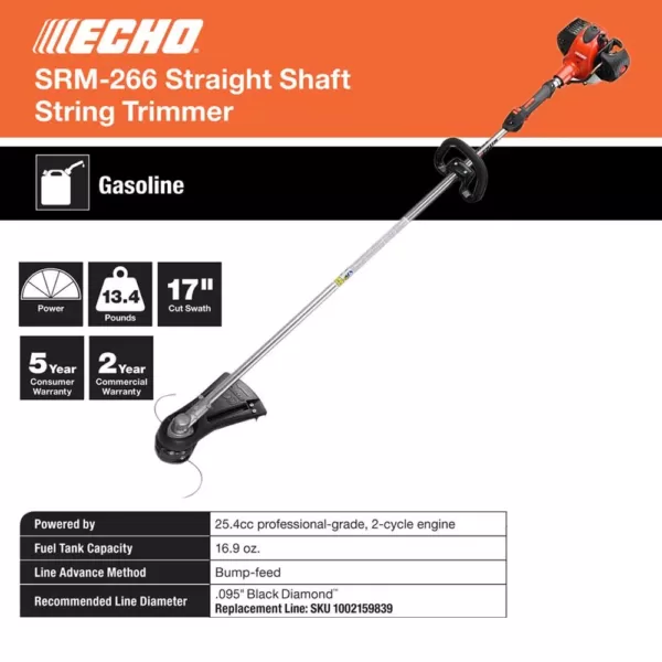 ECHO 25.4cc Gas 2-Stroke Cycle Straight Shaft Trimmer