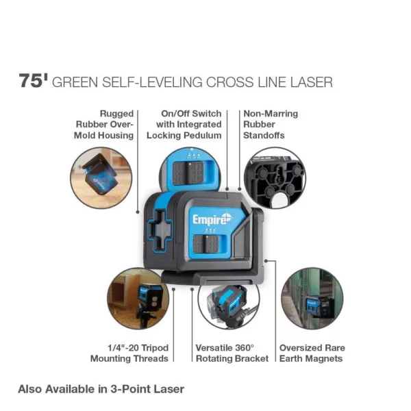 Empire 75 ft. Green Self-Leveling Cross Line Laser Level