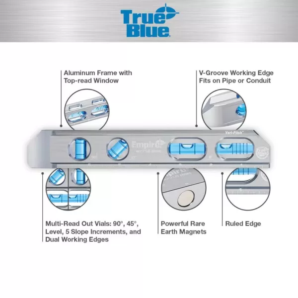 Empire 8 in. True Blue Magnetic Billet Torpedo Level