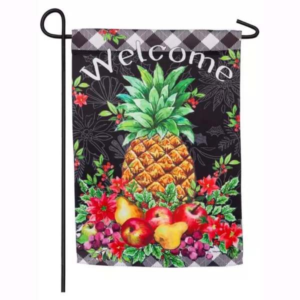 Evergreen 18 in. x 12.5 in. Christmas Pineapple Garden Suede Flag