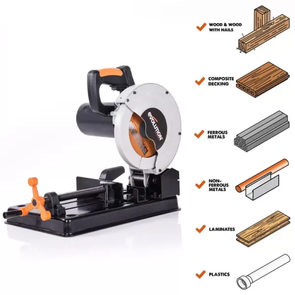 Evolution Power Tools 10 Amp 7-1/4 in. Chop Saw with Multi-Material 20-T Blade