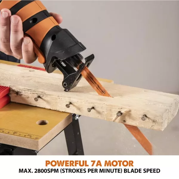 Evolution Power Tools 7 Amp Multi-Material Reciprocating Saw with 4-Blades