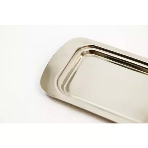 ExcelSteel 4.75 in. x 7.38 in. Stainless Steel Butter Dish with Plastic Cover