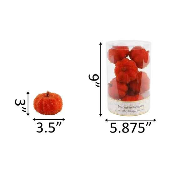 Flora Bunda 3 in. Fall Harvest Orange Beaded Pumpkin Filler in PVC Box (8-Pieces Per Box)