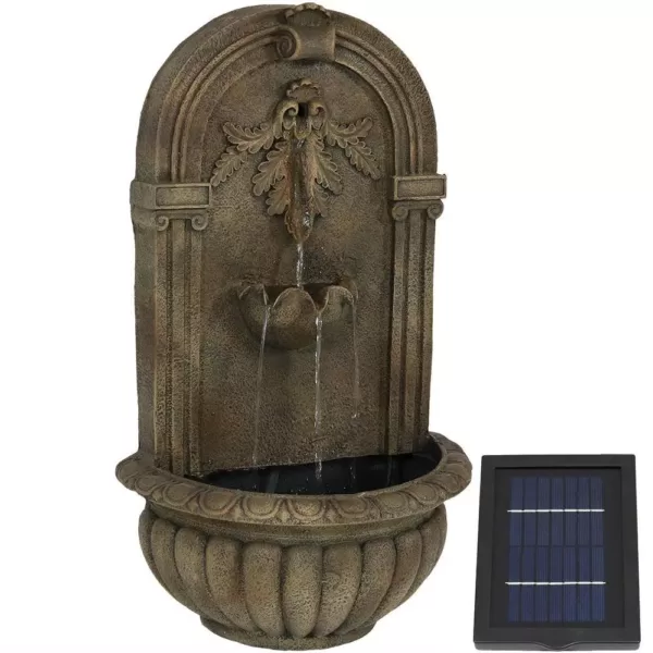 Sunnydaze Decor Florence Resin Florentine Stone Finish Solar Outdoor Wall Fountain