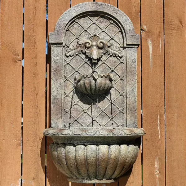 Sunnydaze Decor Venetian Resin Florentine Stone Finish Solar Outdoor Wall Fountain