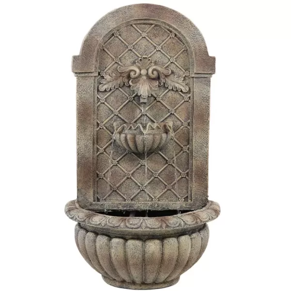 Sunnydaze Decor Venetian Resin Florentine Stone Finish Solar Outdoor Wall Fountain