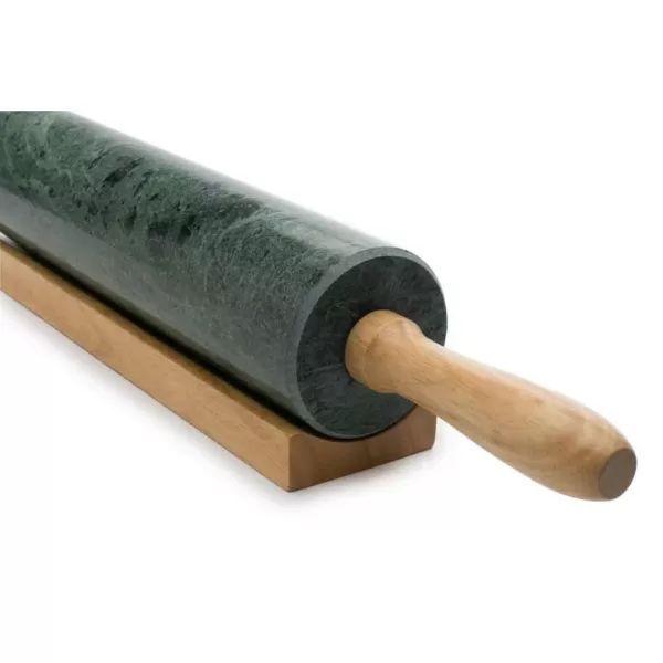 Fox Run Green MRBL Rolling Pin/Base