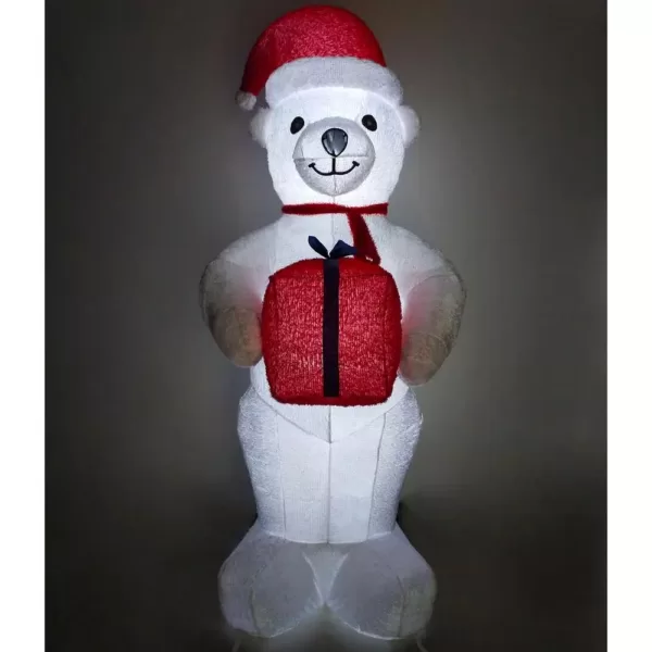 Fraser Hill Farm 8 ft. Pre-Lit Plush Polar Bear Christmas Inflatable