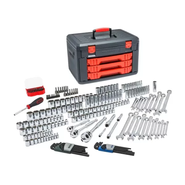 GEARWRENCH 1/4 in., 3/8 in. and 1/2 in. Drive Mechanic Tool Set with 3-Drawer Storage Box (219-Piece)