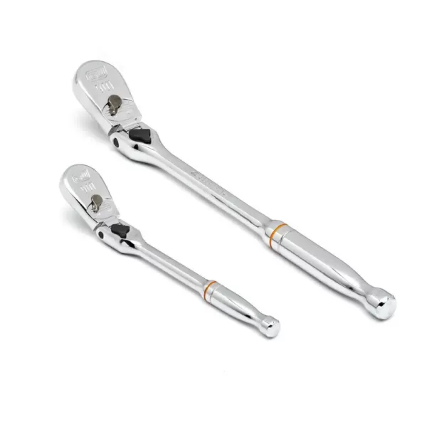 GEARWRENCH 1/4 in. and 3/8 in. Drive 90-Tooth Locking Flex Head Teardrop Ratchet Set (2-Pieces)