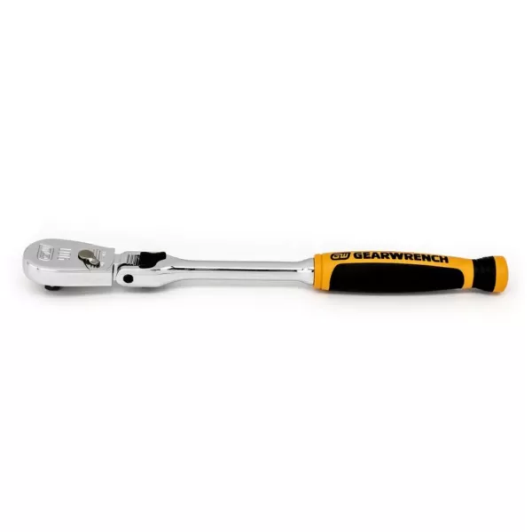 GEARWRENCH 1/4 in. Drive 90-Tooth Dual Material 8 in. Locking Flex Head Teardrop Ratchet