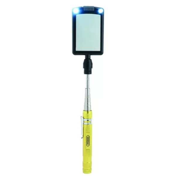 General Tools LED Lighted 24 in. Telescoping Rectangular Inspection Mirror Tool