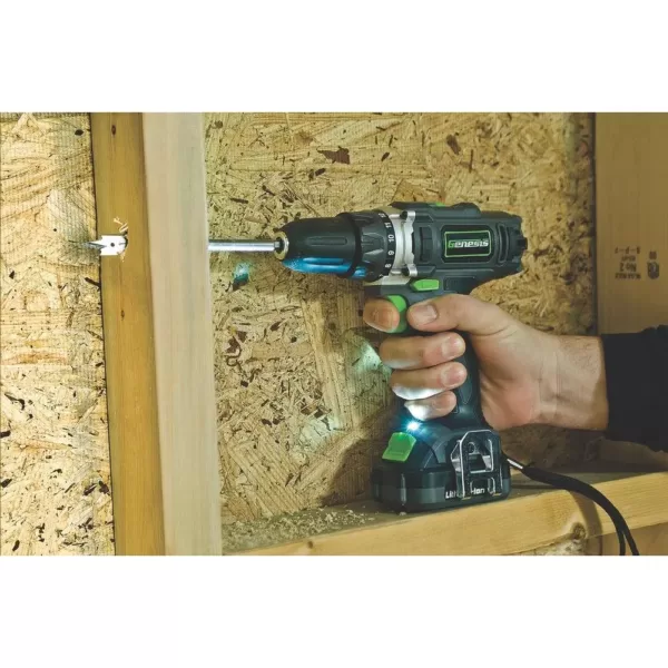 Genesis 12-Volt Lithium-ion Cordless Variable Speed Drill/Driver with 3/8 in. Chuck, LED Light, Charger and Bit