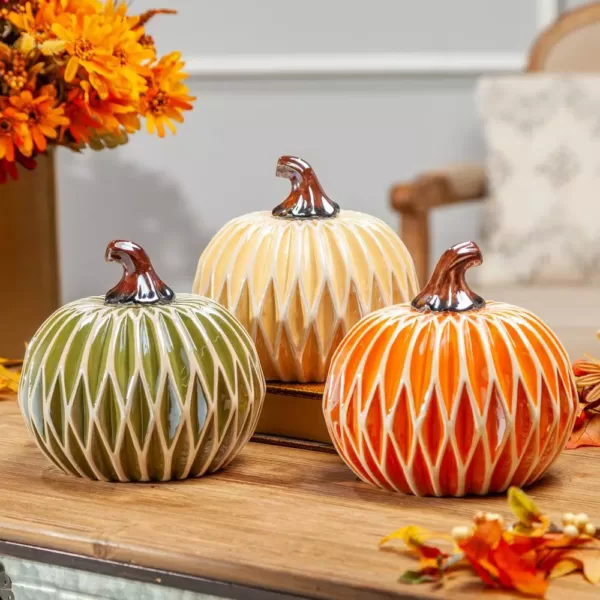 Gerson Assorted 6 in. H Dolomite Harvest Pumpkins (Set of 3)