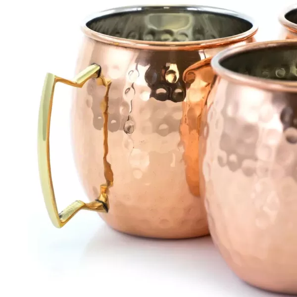 Gibson 18 oz. Copper Hammered Brass Muel Mugs (Set of 8)