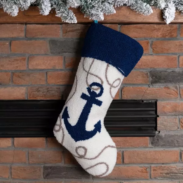 Glitzhome 19 in. L Hooked Stocking, Anchor